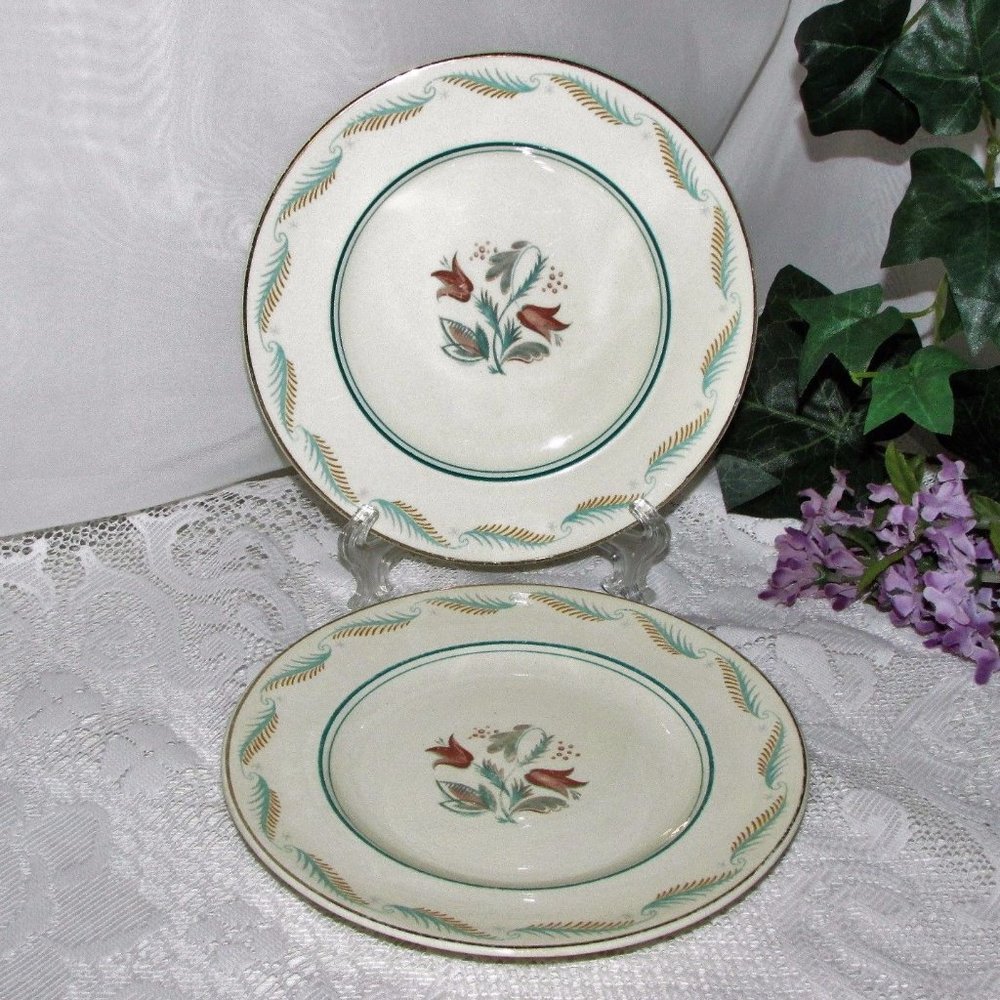 Wedgwood Fanfare 2 Bread Plates Vintage Albert Wagg England